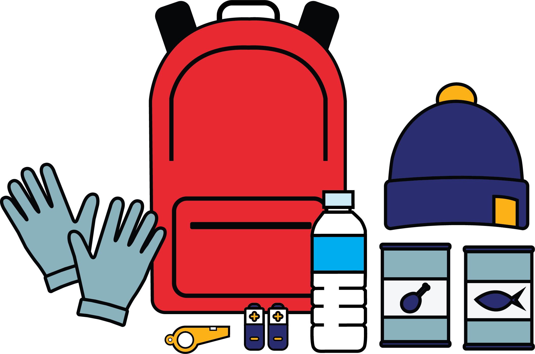 Go bag with items